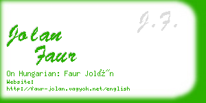 jolan faur business card